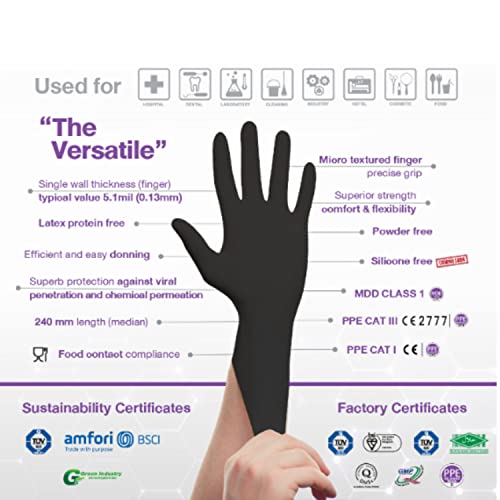 Careway Nitrile Black Surgical Disposable Medical Examination Hand Gloves, Non-Sterile Food Grade - 100 Pieces, Large, Pack of 1