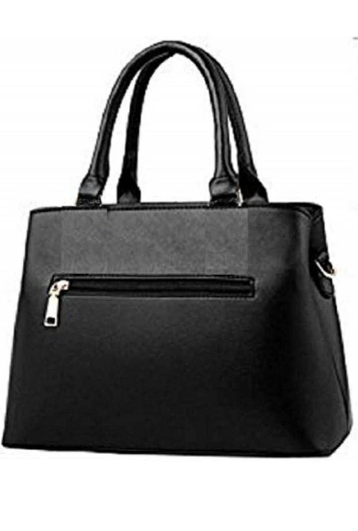 Women's Pu Leather Handbags, Shoulder Bag Purse With Long Strap, Hand Held Bag Queen Collection (Black)