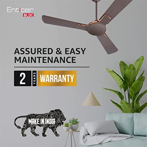 Havells Enticer Decorative BLDC 1200mm Energy Saving with Remote Control 5 Star Ceiling Fan (Brown LT Copper, Pack of 1)