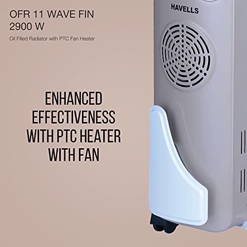 Havells OFR 11 Wave Fins Heater with Fan Beige 2900 Watts
