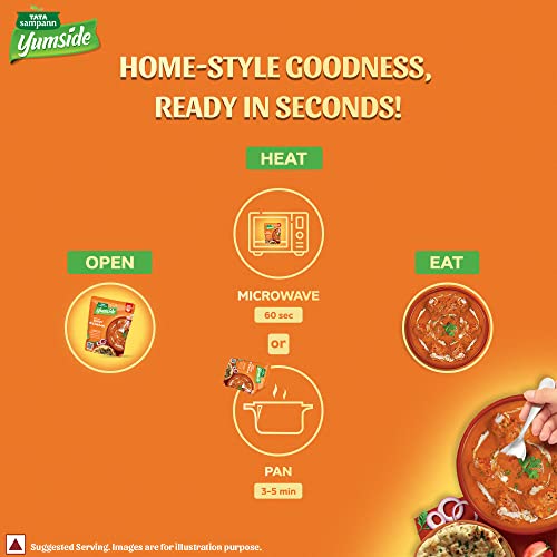 Tata Sampann Yumside Delhi Style Butter Chicken, Just 60 seconds to heat, NO Preservatives, NO Added Artificial - Colours, Flavours, Ready To Eat Meal, Serves 2 Pax, 285g