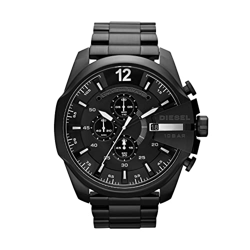 Diesel Chronograph Men's Mega Chief Watch - DZ4283 (Black Dial Black Colored Strap)