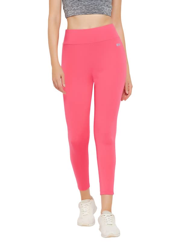 Clovia Women's High Rise Activewear Tights in Pink (AB0042B22_Pink_L)