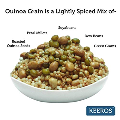 Keeros Quinoa Grain Roasted & Healthy Snacks for Weight Loss | Diabetic Friendly, Diet Namkeen & Snacks | Gluten Free, High Protein, Low Calorie, Tasty Lightly Spiced Mix of Quinoa & 4supergrains|250g