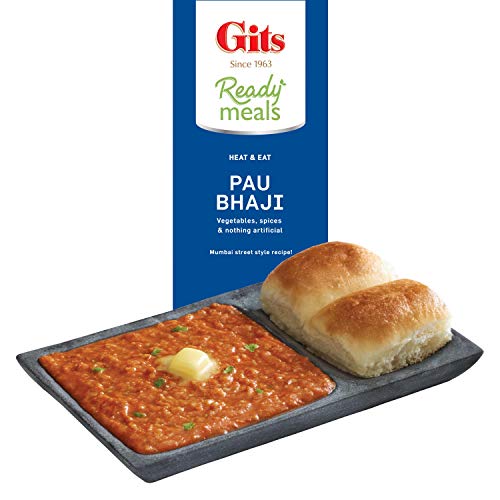 Gits Ready to Eat Pav Bhaji, Pure Veg, Heat and Eat, Microwaveable, 900g (Pack of 3, 300g Each)