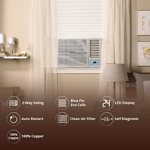 Lloyd 1.0 Ton 3 Star Fixed Speed Window AC (Copper, 2023 Model, White with Silver Deco Strip, GLW12C3XWSEW)