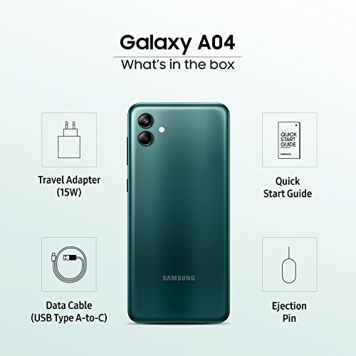 Samsung Galaxy A04 (Green, 4GB, 128GB Storage) | 50 MP Rear Camera | Face Unlock | Upto 8GB RAM with RAM Plus | MediaTek Helio P35 | 5000 mAh Battery
