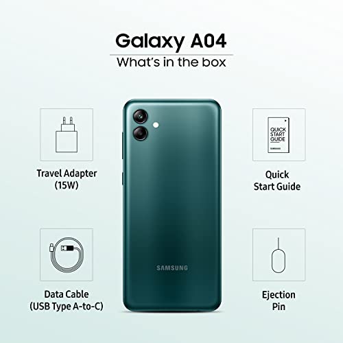 Samsung Galaxy A04 (Green, 4GB, 64GB Storage) | 50 MP Rear Camera | Face Unlock | Upto 8GB RAM with RAM Plus | MediaTek Helio P35 | 5000 mAh Battery