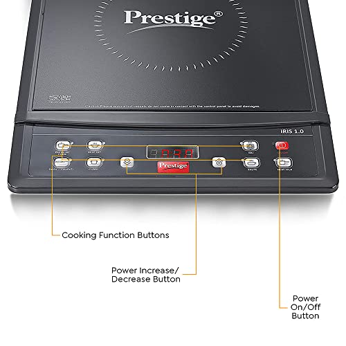 Prestige IRIS ECO 1200 W Induction Cooktop with automatic voltage regulator |Indian Menu option|Power Saver|Timer with User Pre-Set|1 year warranty|Black