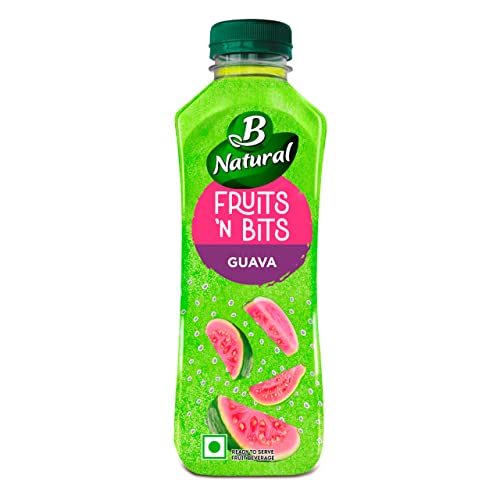 B Natural Fruits N Bits Guava, Infused with Real Chia Seeds, 300ml, 100% Indian Fruit, 0% Concentrate, Goodness of Fiber, No Added Preservatives