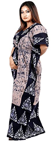 Onekbhalo Women's Cotton Floral Kaftan Nighty Maxi Gown (OK_Free Size) (Free Size, Dust)