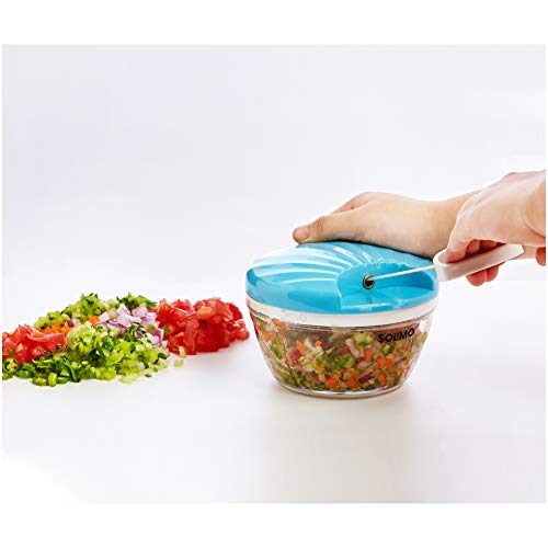 Amazon Brand - Solimo Plastic 500 ml Large Vegetable Chopper with 3 Blades, Blue