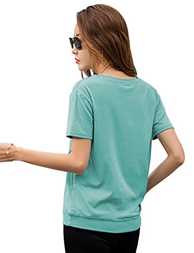 EYEBOGLER Womens Cotton Blend Round Neck Half Sleeve Solid Casual Tshirt