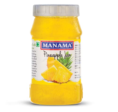 Manama Pineapple Jam | Real Fruit Ingredients | Actual Pineapple Fruit Pieces | 500GMS Bottle | Pack of 1