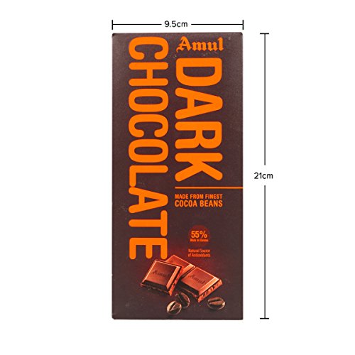 Amul 55% Cocoa Dark Chocolate Bar, 150g - Pack of 4