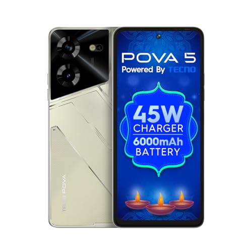 TECNO Pova 5 (Amber Gold, 8GB RAM,128GB Storage) | Segment 1st 45W Ultra Fast Charging | 6000mAh Big Battery | 50MP AI Dual Camera | 3D Textured Design | 6.78”FHD+ Display