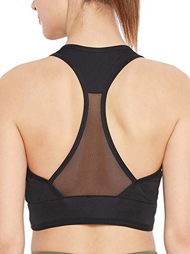 Clovia Women's Polyester Medium Impact Non-Padded Wirefree Full Cup Sports Bra (BR2158P13_Black_XL)