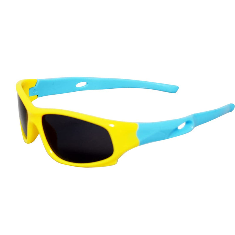 Amour Unisex Wrap-Around Sport Sunglasses for Boy's/Girl's/Kid's for ager (5-8 years) (Medium, Yellow & Blue) Yellow::Blue