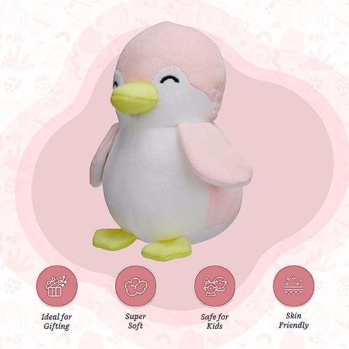 Amazon Brand - Jam & Honey Penguin, Plush/Soft Toy for Boys, Girls and Kids, Super-Soft, Safe, Great Birthday Gift (Pink and White, 17 cm)