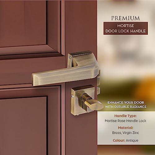 LAPO Door Locks for Main Door/Door Locks for Bedroom/Mortise Lock for Door/Door Lock Handle Set with 3 Brass Key for Home/Office/Hotel (Antique Finish) Ro-125