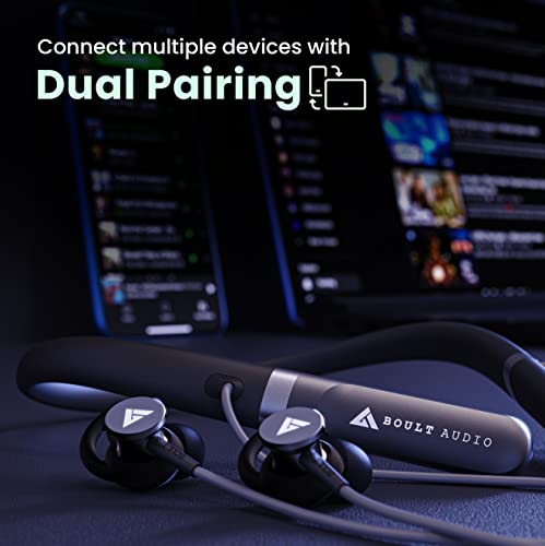 Boult Audio Curve ANC Wireless in Ear Wireless Earphones with 25dB Active Noise Cancellation, ENC Mic, 30H Playtime, 60ms Low Latency Mode, Dual Pairing, Type-C Fast Charging (10mins=10Hrs) (Black)