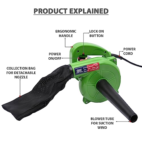 GIGAWATTS XL007 900W Electric Air Blower 13000RPM Portable 2.5m3/min Air Blow Hand Gun with Speed Lock Button for Cleaning Dust Home Office Car PC Computer Garden Leaf Dirt Cleaner