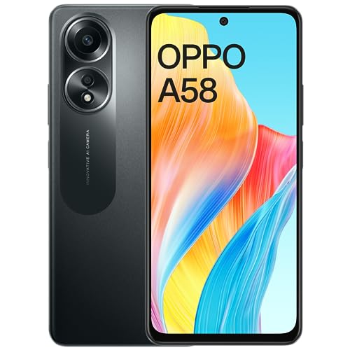 Oppo A58 (Glowing Black, 6GB RAM, 128GB Storage) | 5000 mAh Battery and 33W SUPERVOOC | 6.72" FHD+ Punch Hole Display | Dual Stereo Speakers with No Cost EMI/Additional Exchange Offers
