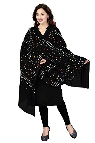 RANI SAAHIBA Women's Cotton Dupatta (SKRDD1503, Black)