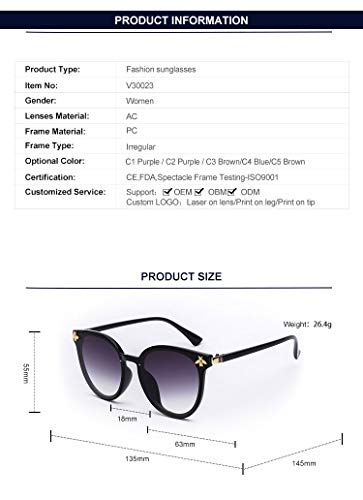 ELEGANTE Honey Bee Oval Sunglasses for Women (Black)-Pack of 1