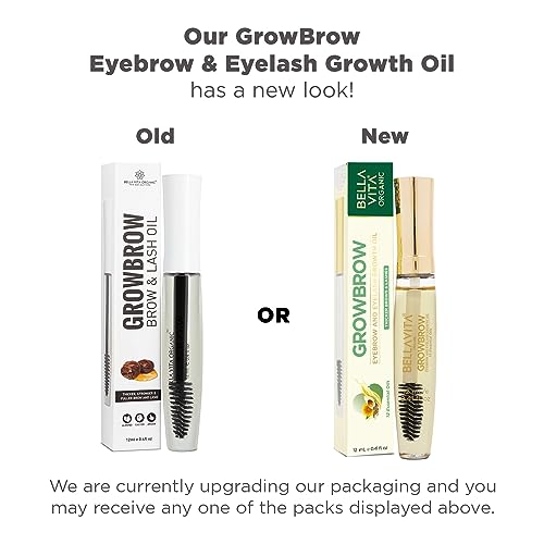 Bella Vita Organic GrowBrow - EyeLash, Lashes & Eyebrows Hair Growth & Volume Serum with Castor, Onion Oil & Vitamin E, 12ml