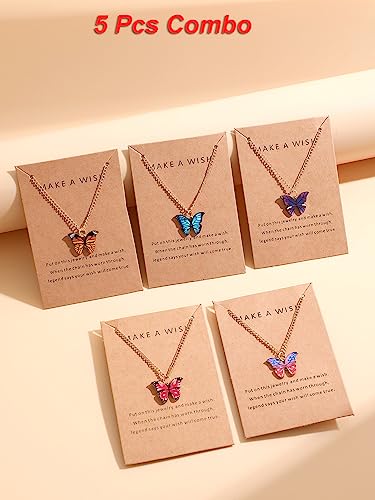 Shining Diva Fashion 5 Pcs Latest Stylish Butterfly Jewellery Necklace Set for Women Pendant Necklace Gifts for Girls (15200np)