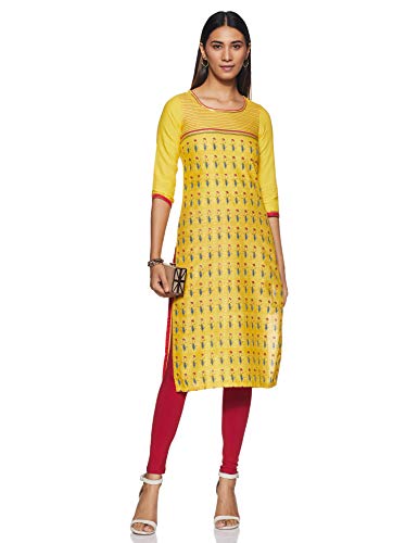 Aurelia Women's Cotton Kurta (20FEA11388-501469_Yellow_Small)