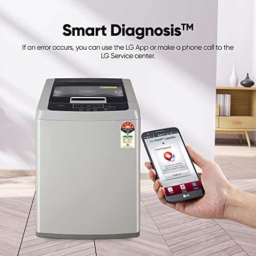 LG 8 Kg 5 Star Inverter TurboDrum Fully Automatic Top Loading Washing Machine (T80SKSF1Z, Waterfall Circulation, Digital Display, Middle Free Silver)