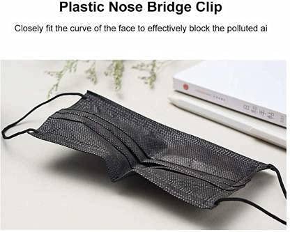 LIVYOR Non-Woven Fabric Disposable 3 Layer Surgical Face Mask With Nose Clip and Soft Ear Loops for Unisex (100, Black)
