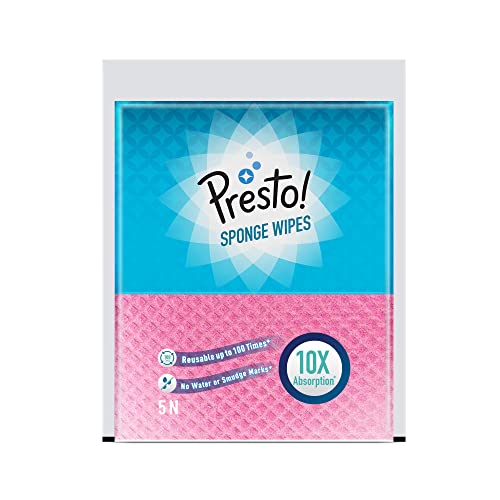 Amazon Brand Presto! Multi-Purpose Sponge Wipes Assorted Pack of 5