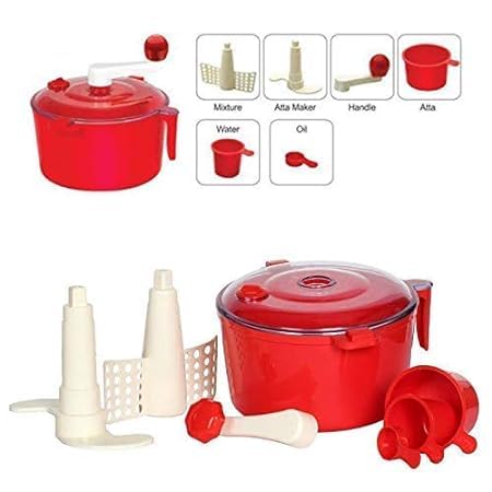 RUDRA SHOP Atta Maker for Home 2 in 1 Ata Non-Electric Dough Flour Machine for Kitchen | Chakki Clear line Measuring Cups Set Bread Mixer May Vary Hand Tool Plastic Portable Dough Atta