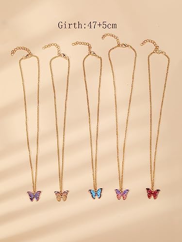 Shining Diva Fashion 5 Pcs Latest Stylish Butterfly Jewellery Necklace Set for Women Pendant Necklace Gifts for Girls (15200np)