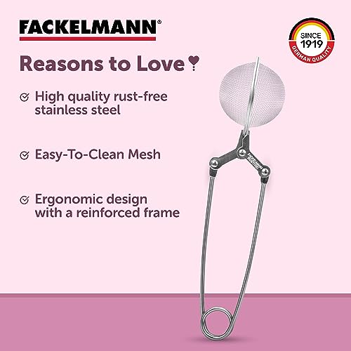 Fackelmann Stainless Steel Tea Infuser, 15 Cm | Sturdy, Durable & BPA Free | Fine Mesh | Reusable & Eco-Friendly