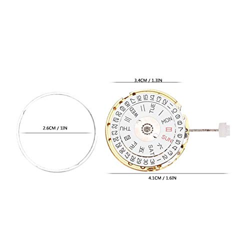 Movement, Watch Part, Durable with Double Calendar for Watchmakers Watch Repairing Three Needle Watch(White)