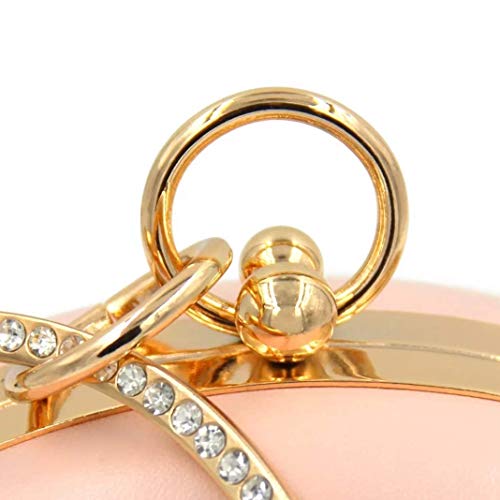 INOVERA (LABEL) Women's Floral Evening Clutch Ladies Party Wedding Round Purse Bag (Rose Gold)