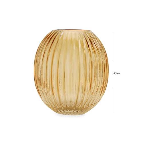 Pure Home + Living Glass, Bell Vase, (Height-14.3 Centimeters, Gold.