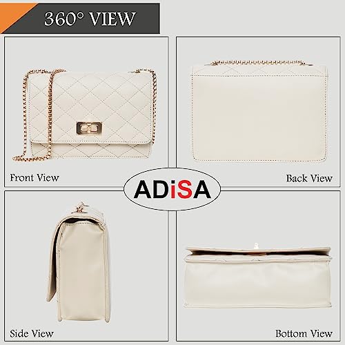 ADISA Women's Girls Party Sling Bag with Gold Chain (SL5090-CRE_Off White)