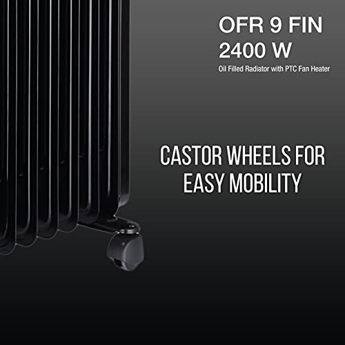 Havells OFR - 9Fin 2400-Watt PTC Room Heater with Fan (Black,Oil Filled Radiator)