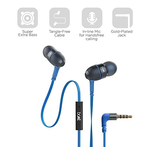 boAt Bassheads 220 Wired in Ear Earphones with Inline Mic(Blue)