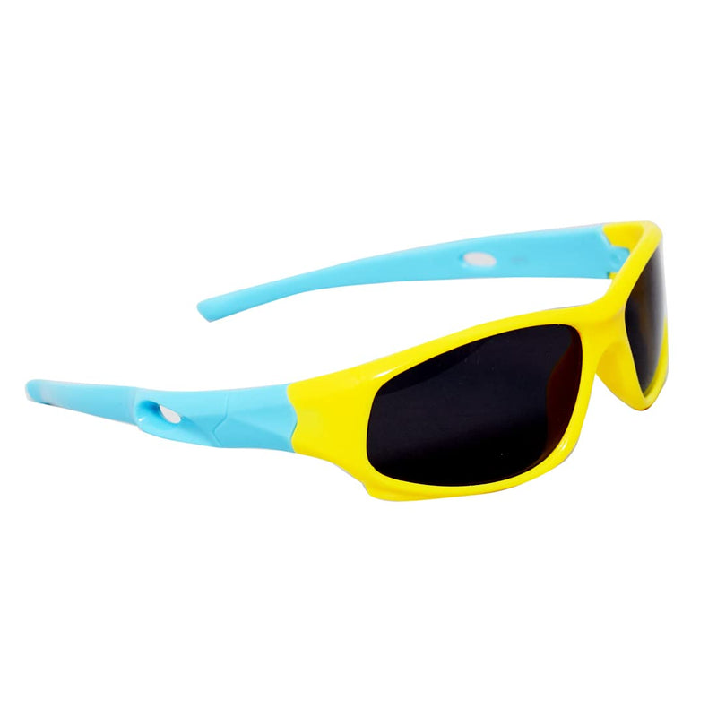 Amour Unisex Wrap-Around Sport Sunglasses for Boy's/Girl's/Kid's for ager (5-8 years) (Medium, Yellow & Blue) Yellow::Blue