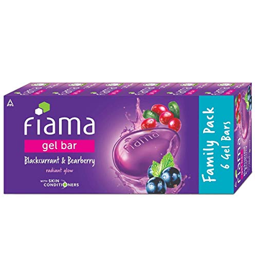 Fiama Gel Bar Blackcurrant And Bearberry for Radiant Glowing Skin,125g soap, Pack of 6