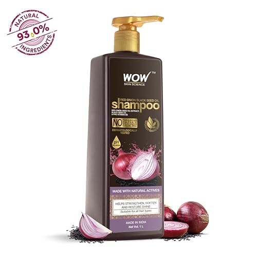 WOW Skin Science Onion Oil Shampoo with Red Onion Seed Oil Extract, Black Seed Oil & Pro-Vitamin B5 | Controls Hair fall | Helps Strengthen Hair | No Sulphate No Paraben | For Men & Women - 1ltr