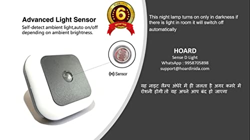 Hoard 0.5W Led Plug in Smart Night Lamp with Automatic Sensor -(Warm White) Pack of 1(Polycarbonate)