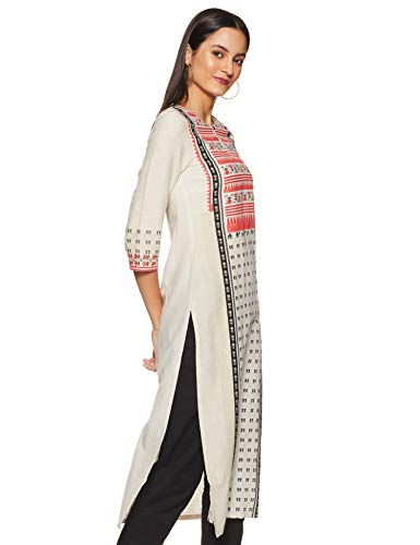 W for Woman Women's Cotton Kurta (18AUW17893-51115_Off White_S (8))