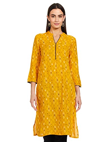 max Women's Rayon Straight Blouse (EKKL31101MUSTARD_Mustard